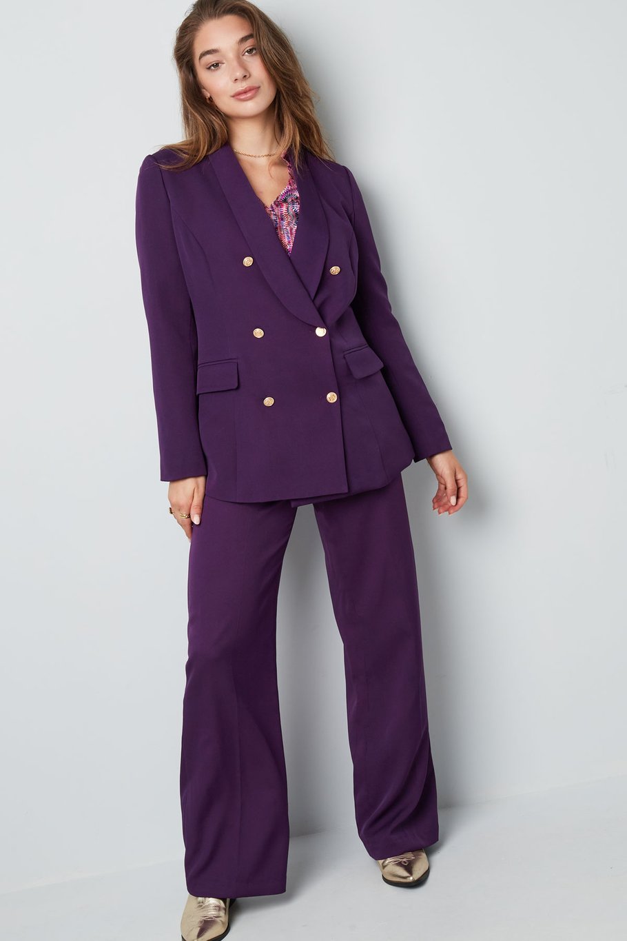 Blazer oversize boutons dorés - violet Image6